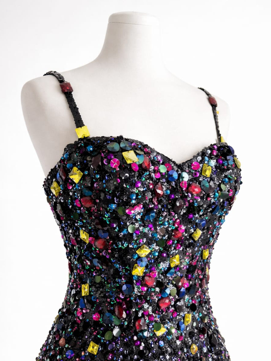 Black Dress with Multi-coloured gems