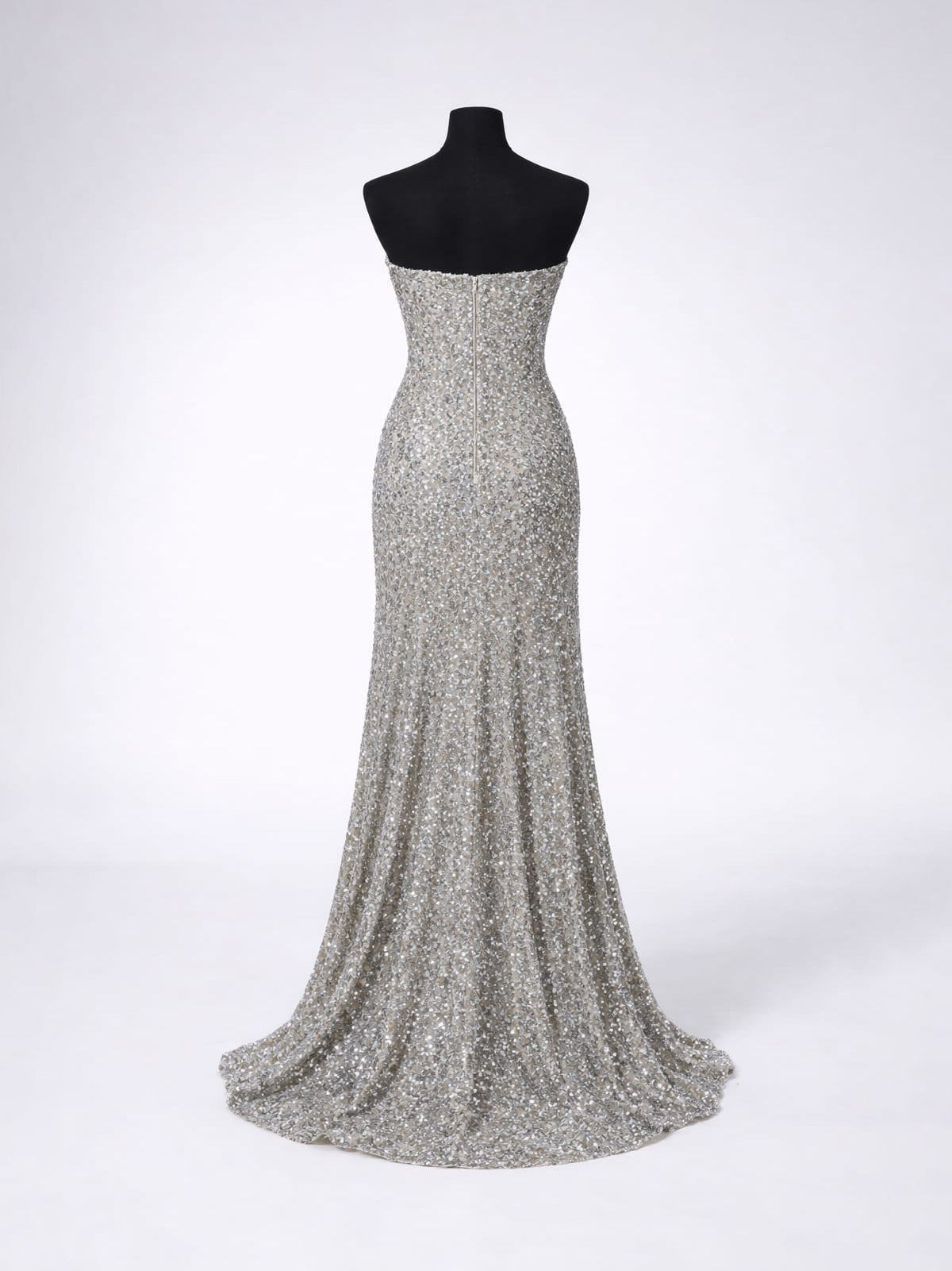 Silver Sequin Evening Dress
