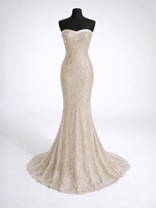 Gold Sequin Evening Dress