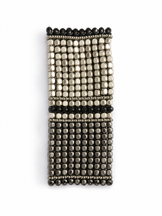 Silver & black bead necklace