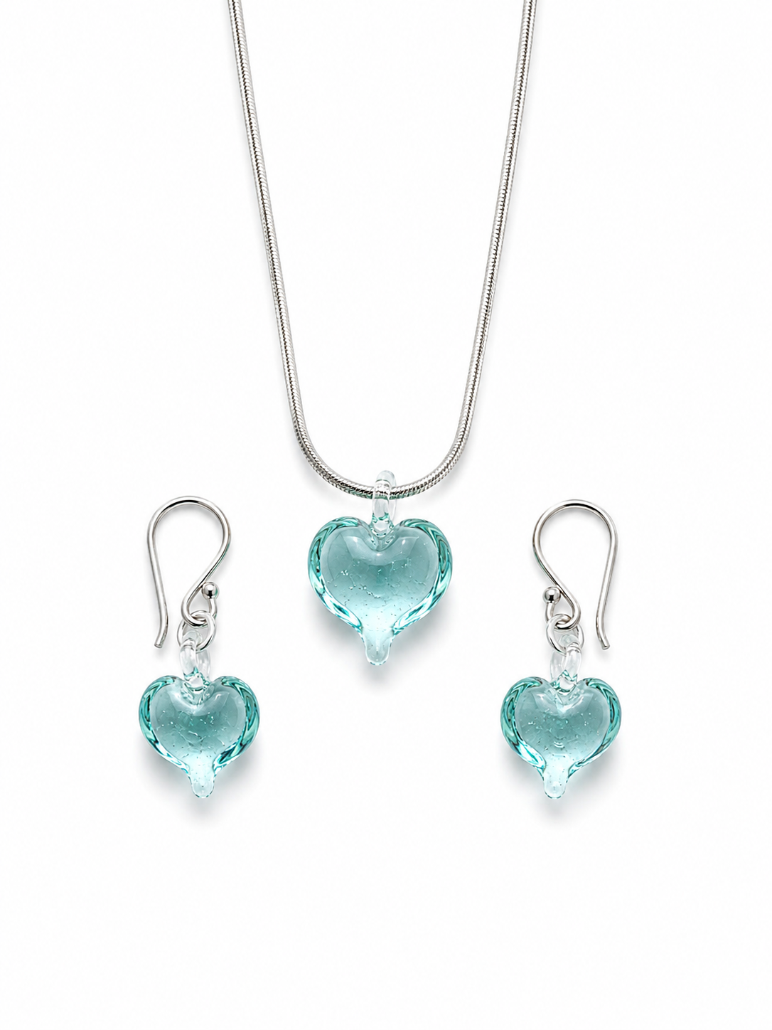 Glass Heart Necklace & Earring Set