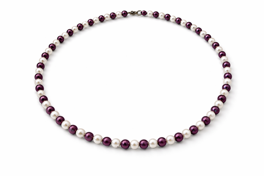 White & Purple Beaded Necklace