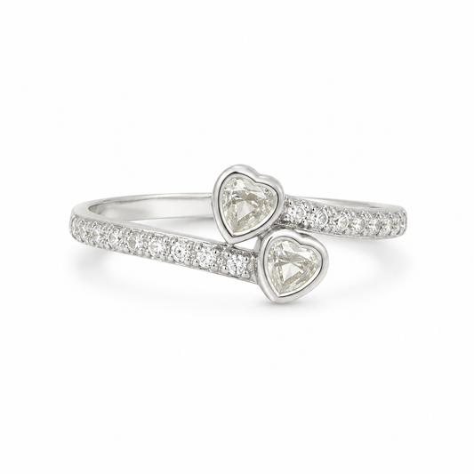 Pandora Two Sparkling Hearts Ring