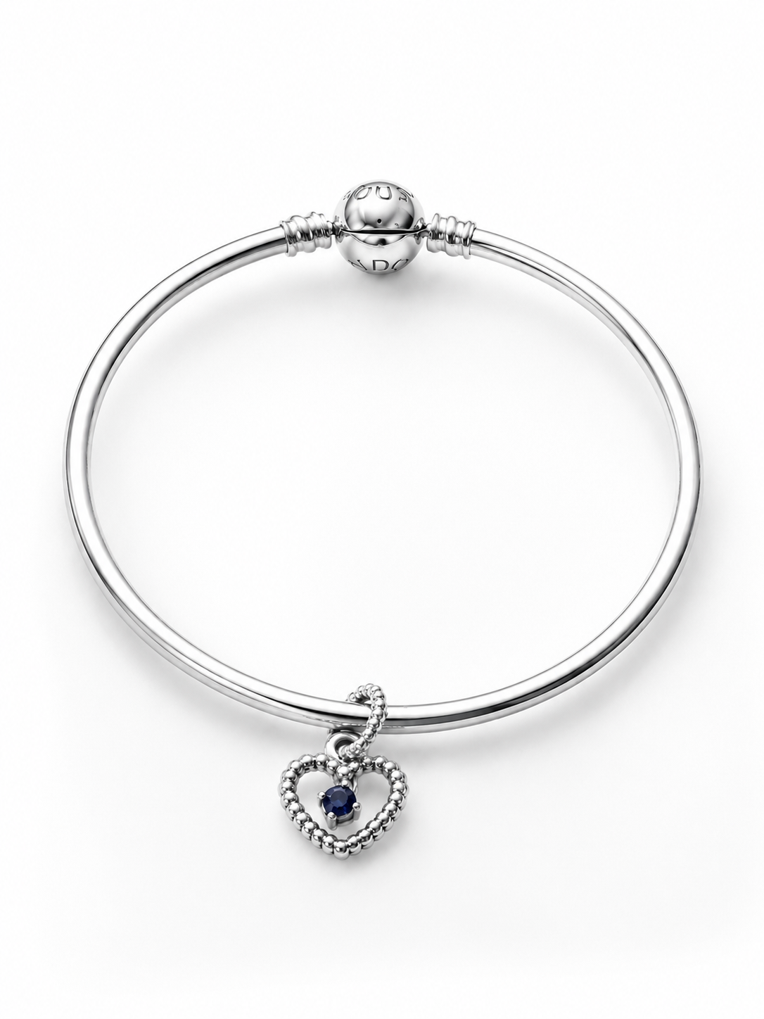 Pandora clasp bracelet and blue stone heart charm