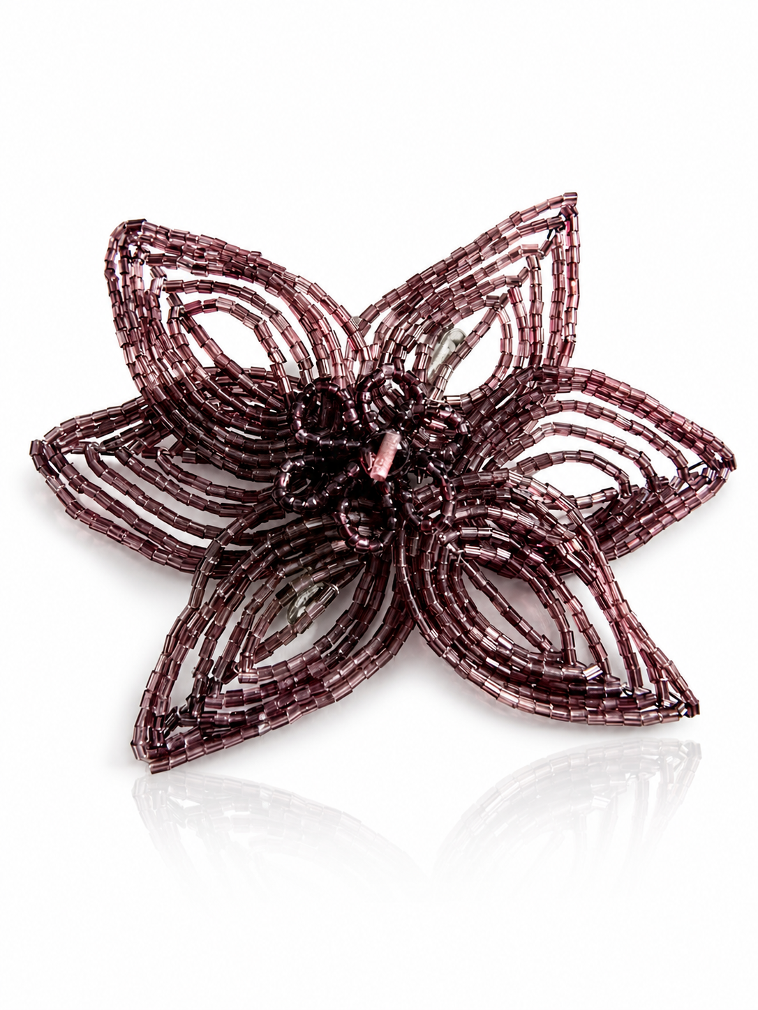 Bugle bead flower brooch