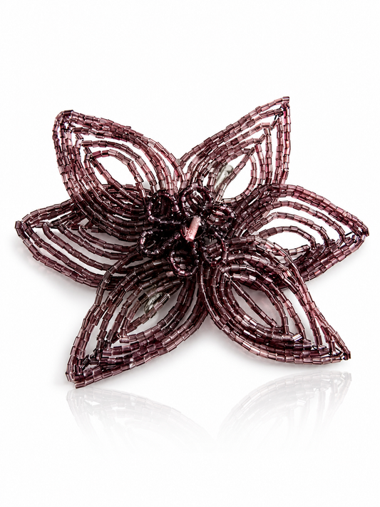 Bugle bead flower brooch