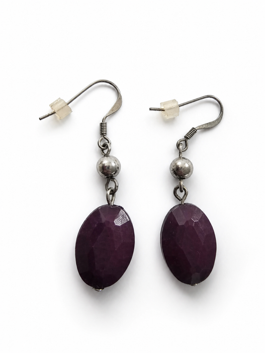 Purple bead drop earrings