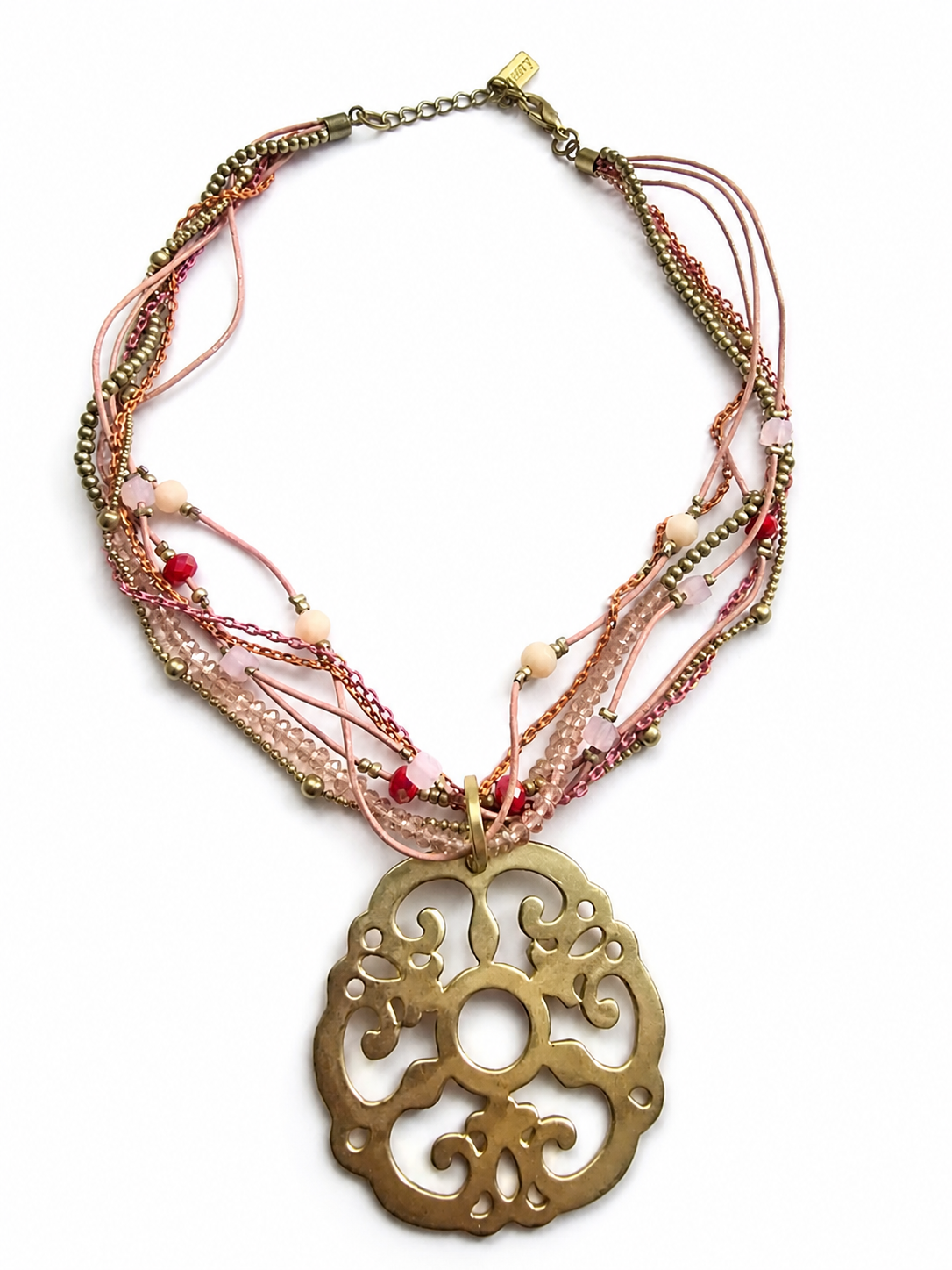 Gold coloured pendant statement necklace