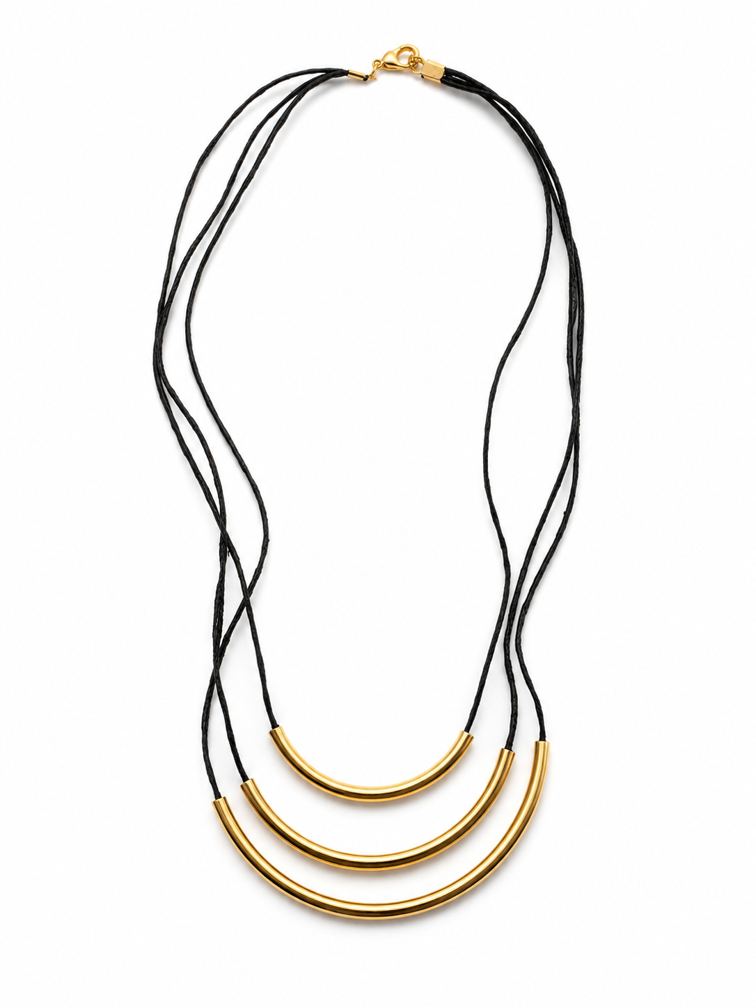 Simple black cord and gold coloured necklace