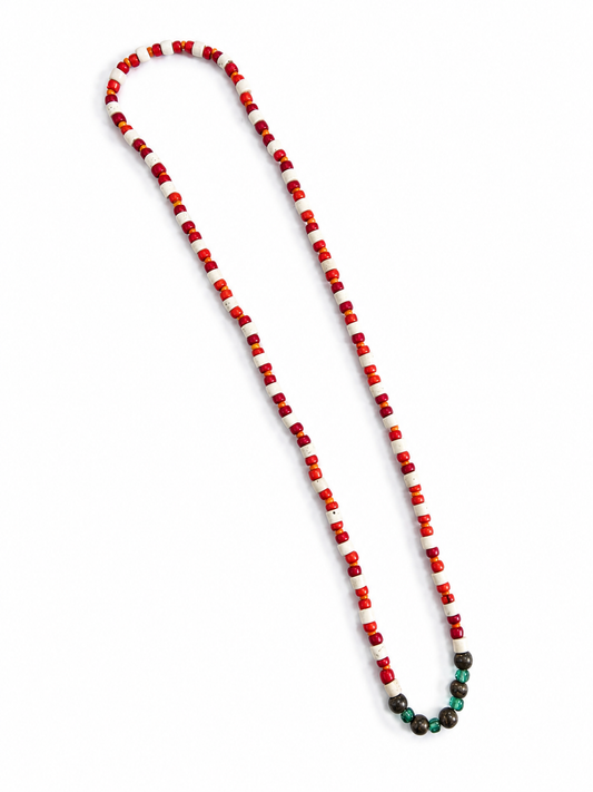 Red White & Green bead necklace