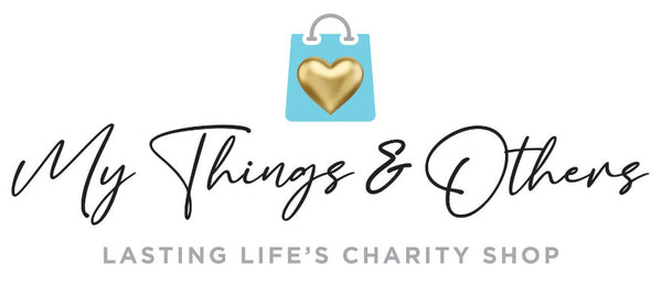 Mt Things And Others Logo - Gold Heart on Blue Handbag